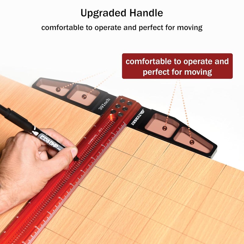 Tydeey 12, 24, 31, 39 in Precision Ruler Square T-Shaped Woodworking Scriber Measuring Tool, Aluminum Alloy Architect Ruler for Carpenter Work, T Type Wood Layout and Measuring Tools (39 Inch) - Image 3
